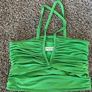 Urban Outfitters Green Fitted Ruched Crop Top